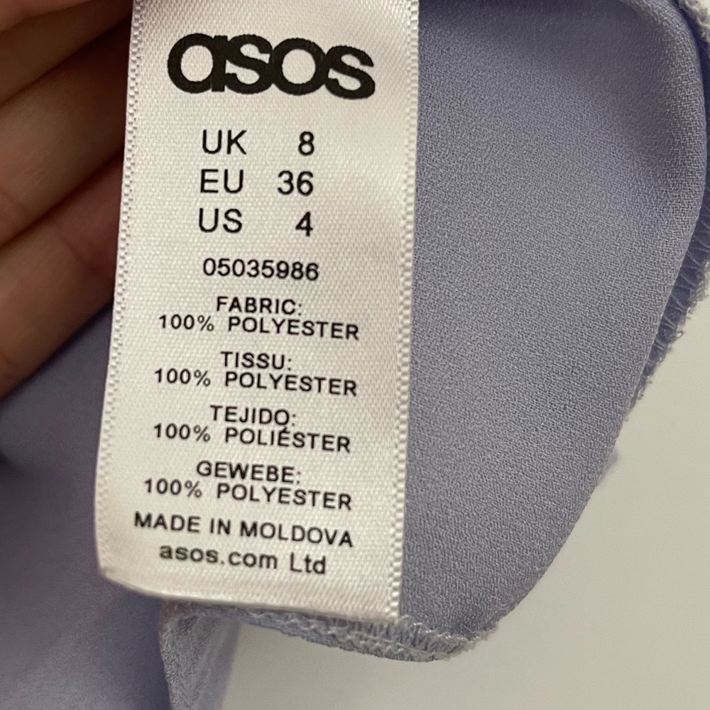 ASOS Top Women’s 4 Purple Flutter Sleeve Crop Semi Sheer Blouse Sexy - Picture 8 of 8